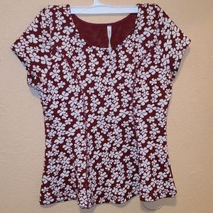 Flower red blouse top